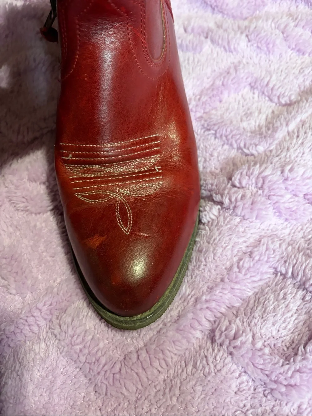 Ariat Burgundy Leather Ankle Booties with Western Stitching